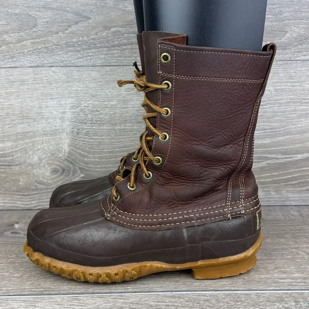 LL Bean Maine Hunting Shoe Men’s Sz 5D Brown Leather 8-Eye Waterproof Duck Boots